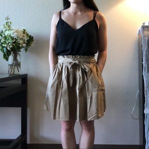 Giordano Elastic Bow-Tie Waist Khaki Skirt